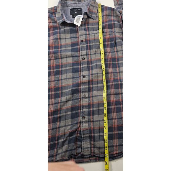 NWT Billabong sz L ( slim fit) plaid flannel lumberjack light y2k 90s blue NEW - Picture 6 of 7
